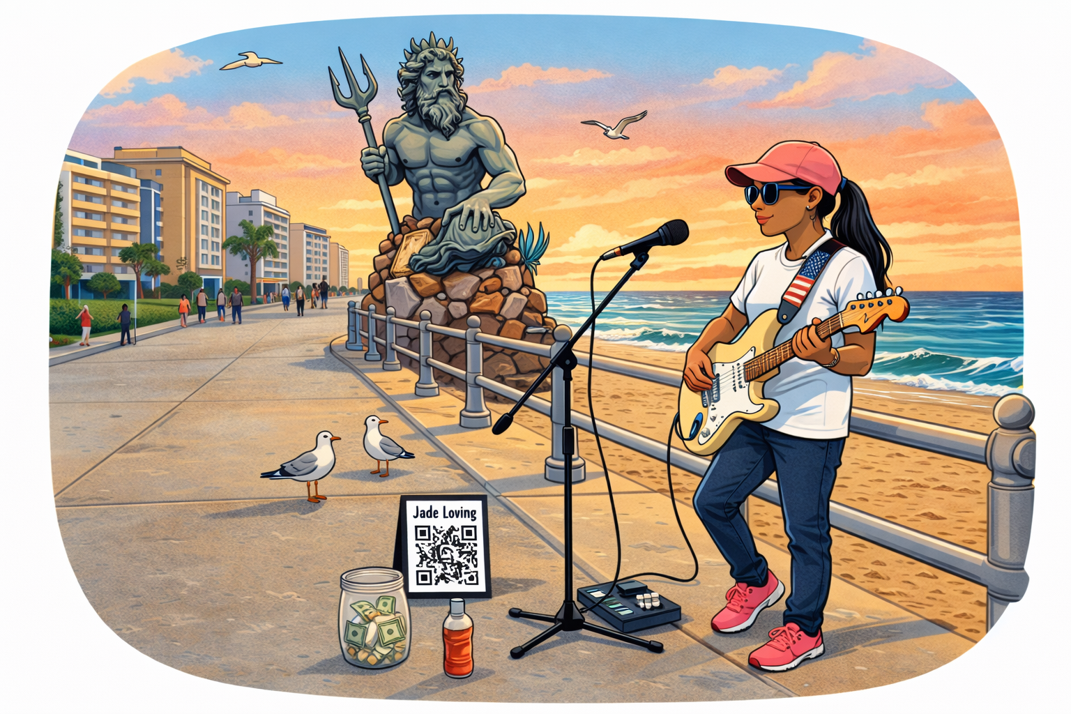Busking on the Beach